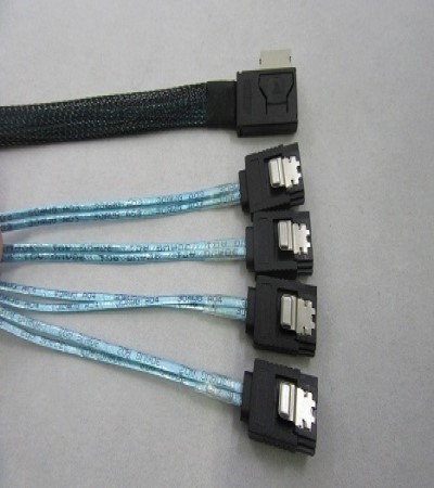 Oculink (SFF-8611) Right or Left Side Angled to 4xSATA Straight w/Latch